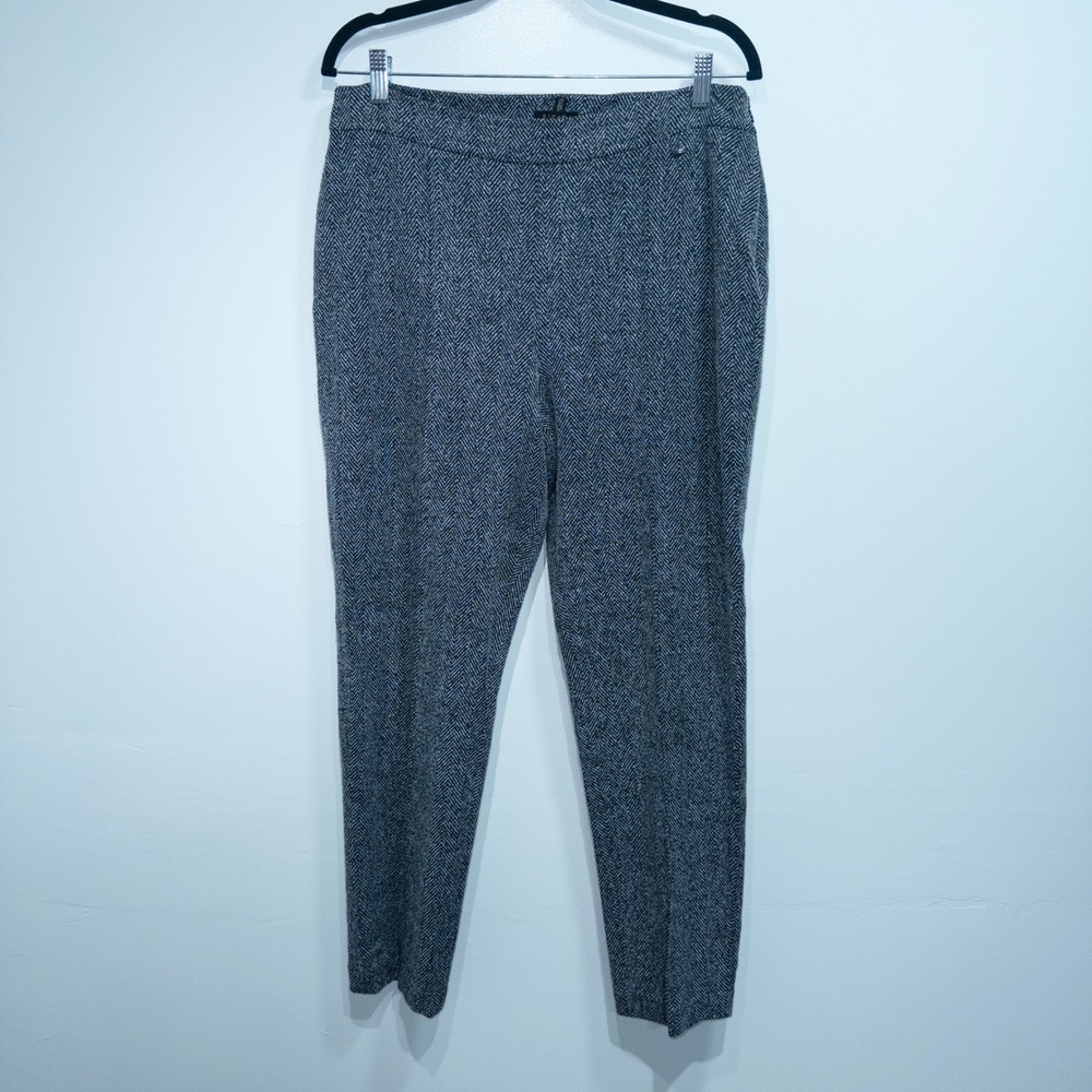 Escada Black Herringbone Dark Diamond Trousers Size EU 40 / 10‎ Medium
